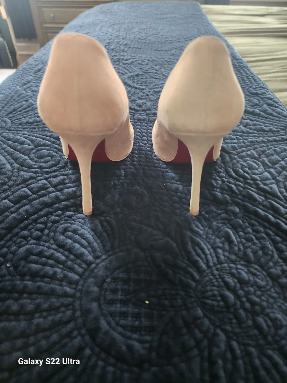 Christian Louboutin Pale Pink Suede Pointed-Toe Pumps